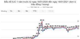 Biểu đồ giá vàng SJC qua các năm