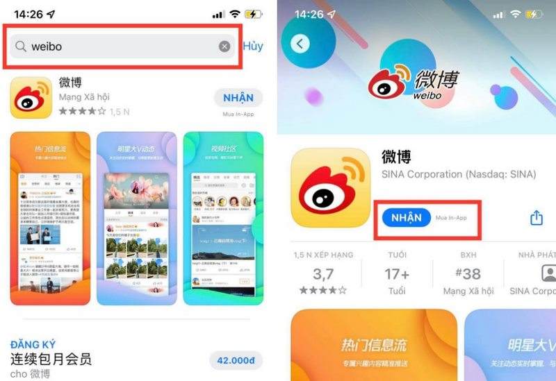 Cách tải Weibo trên Android.