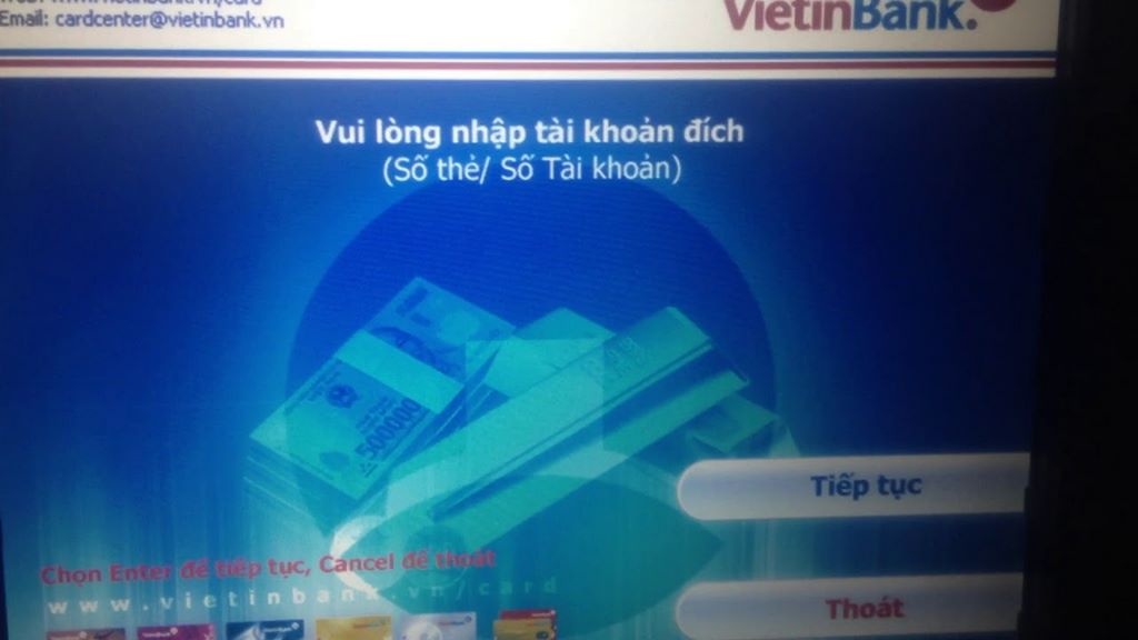 cách chuyển tiền qua thẻ atm vietinbank